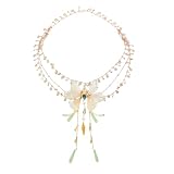 MOSTORY Green Butterfly Fairy Necklace - Woodland Fairy Necklace for Renaissance Outfit Women, Gold Layered Fantasy Renfaire Choker for Forest Fairycore Aesthetic Cosplay Halloween