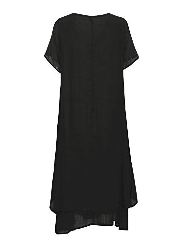 Domary Nova moda feminina casual vestido solto cor sólida manga curta Boho verão vestido maxi longo