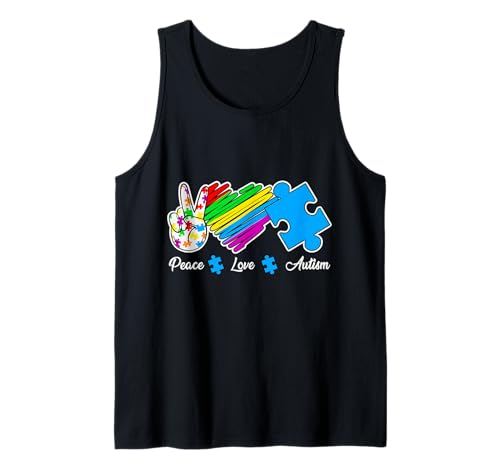 Peace Love Autism Awareness Puzzle arc-en-ciel pour hommes, femmes, enfants Débardeur
