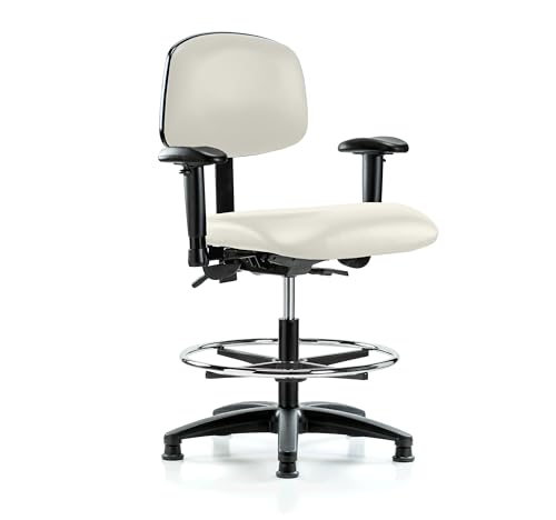 Image of Perch Task Chair with Foot Ring, Glides, 21 inch-28.25 inch, Off-White Vinyl