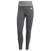 adidas-Womens-High-Rise-3-Stripes-78-Tights adidas womens High Rise 3-stripes 7/8 Tights Dark Grey Heather/White X-Large