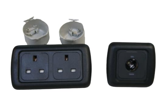Clearcut - Matt Black Double and Single Surround - Support Frames - 2 x 240v sockets - 1 x 12v Socket - Campervan and Motorhome