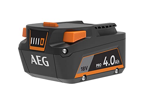 AEG - Batterie Pro Lithium 18 V PRO18V 4,0 Ah Compatible avec Tous Les Outils PRO18V et SUBCOMPACT Pro-Lithium et 100% Rétro-Compatible - Garantie 3 Ans - Grande Autonomie et Performance - L1840S