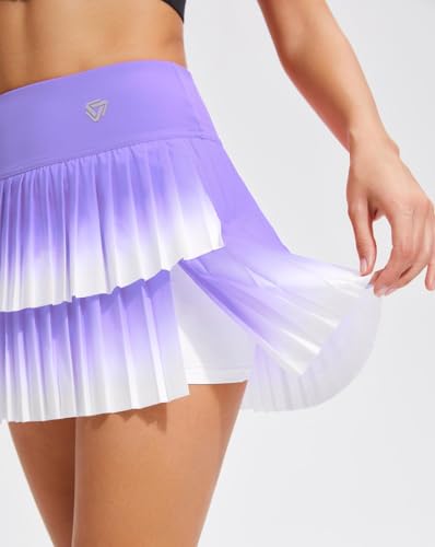 Mudere Womens Pleated Tennis Skirt with Shorts Athletic Skort with Pockets High Waisted Golf Skorts for Workout Pickleball3