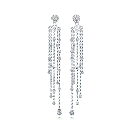 Boucles d'oreilles chaînes plaqué argent et zircones de qualité supérieure