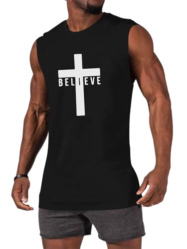 Men's Cotton Graphic Tank Tops Jesus Cross Believe Printed Faith Christian Shirts2