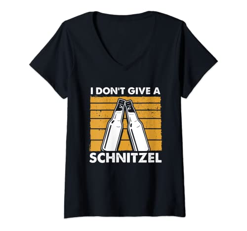 Donna I Don't Give a Schnitzel - Oktoberfest Beer Lover Design Maglietta con Collo a V