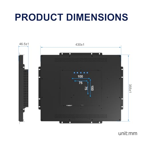 Image of 1280x1024 Industrial Touch Display, 19 Inch 10-Point Open Frame Touch Monitor, 1280x1024 Multi-Touch Screen Monitor, with HD-MI VGA Interface for Industrial Retail Commercial