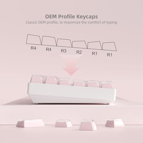 Image of Womier Pink Jelly Keycaps, Mechanical Keyboard for keycaps Set, OEM Profile Key Cap, 113-Key Cute Custom Keycaps for 60%,75%,100% Mechanical Keyboards with Cherry /Gateron MX Switches