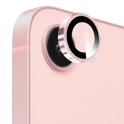 SiHPuoy 3 Pack Camera Lens Protector for iPhone 17e / 16e Metal Aluminum CircleTempered Glass Camera Protector Military Grade ShatterproofCase Friendly Accessories Lens Protector-Pink