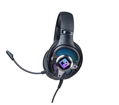 Image of Cosmic Byte Oberon 7.1 RGB Gaming Headset with Dual Input- USB and 3.5mm Jack, Detachable Microphone, 90 Rotatable Earcups (Black) & Equinox Mousepad Speed Edition (L) (32x27x0.3cms)