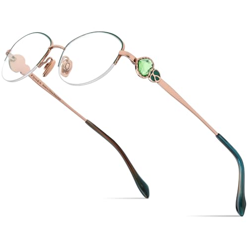 Image of FONEX Titanium Glasses Frame,Rimless Frameless Luxury Diamond Optical Eyeglasses for Women