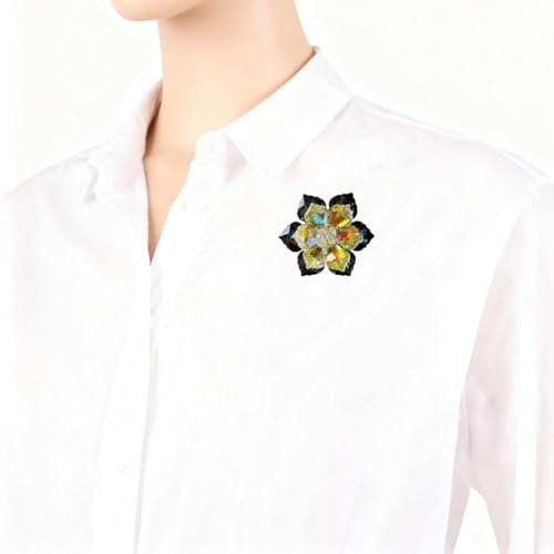 Image of Crystal Flower Brooch Pin for Women Dress Suit Bag Hat Broochs Pins Christmas Brooch Pin Wedding Party Birthday Dance Jewelry Accessories