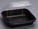 Genpak PV240 | Polypropylene Medium 8" Black Base, Clear Lid Hinged Take-Out Container | Recyclable, Reusable, Microwave Safe | BPA Free & Made in the USA | 8" x 8" x 3", Case Count 150