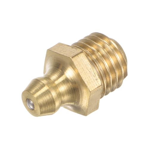 Image of uxcell Brass Straight Grease Fitting M10 x 1.25mm Thread Hydraulic Grease Fitting Accessories, 20Pcs