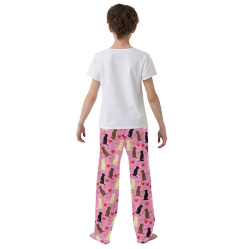 Beagle Love Heart Boys Long Pants Soft Trousers Elastic Waist Kids Lounge Bottoms with Pockets S-XL3