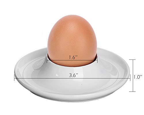 VanEnjoy White Porcelain Egg Cups Trays with Base, Soft Boiled Egg Cup Holders Plates - Pack of 6 - Thumbnail 2