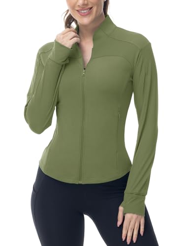 Image of Gopune Women's Workout Athletic Jacket Lightweight Zip Up Yoga Slim Fit Tops with Pockets