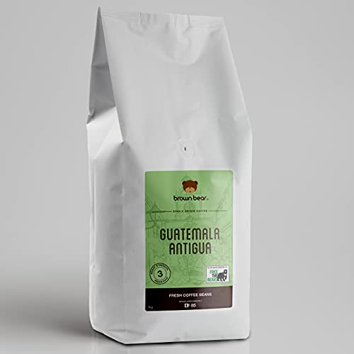 Guatemala Antigua Coffee Beans 1kg - Medium Roast - Strength 3 - Brown Bear Guatemalan Coffee - Suitable For All Machines - Donation to Free The Bears - 100% Arabica