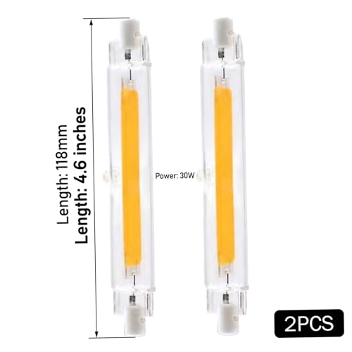 Bombilla LED R7S de 118 mm de 30W con luz blanca cálida 3000K y gran angular 3