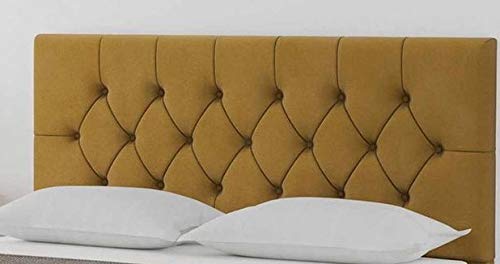 Spring Well, Alton Headboard in Plush velvet, 26''/20'' Buttons, Many colours (5ft-30'' Height, Mastard)