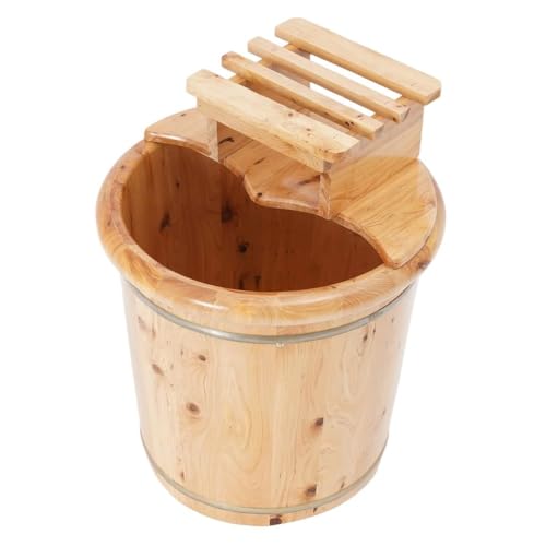 Cubeta de baño para pies de madera con tapa y taburete miniatura 6