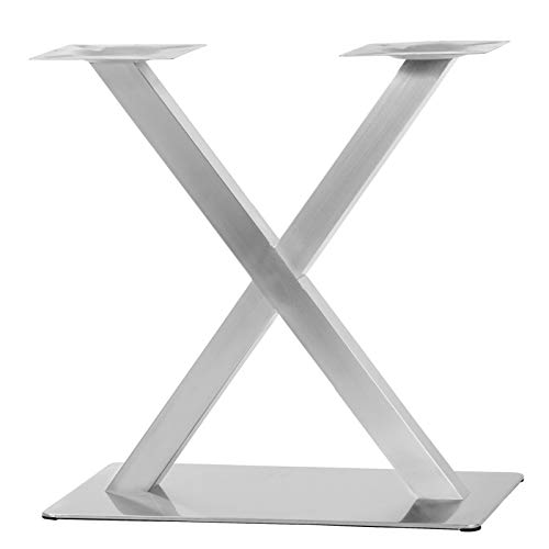 BuRuiYoten Estructura de Mesa de Acero Inoxidable Patas de diseño Resistente estrctura en Cruz Doble pie de Mesa de Patas Plateadas Juego de Estructura de