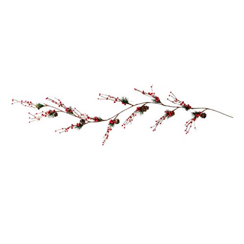 FLXHSA Weihnachtskranz, Simulation Beeren-Rattan-Girlande, natürlicher Tannenzapfen, handgefertigter Kranz, Weihnachts-Tür- und Fensterdekoration, Girlande, Familie, Hotel, Urlaub, Party-Dekoration,