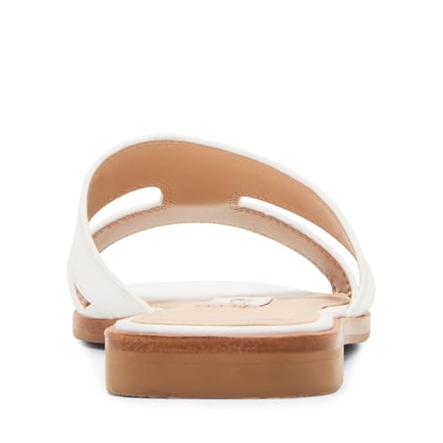 Steve Madden Women's Hazel Sandal, White Leather, 9.5