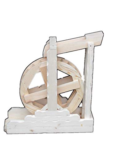 Preisvergleich Produktbild Arbrikadrex Wasserrad Mühlenrad Bachlauf Wassermühle Vollholz Handarbeit Garten Deko voll funktionsfähig Premium (Premium XXXL)