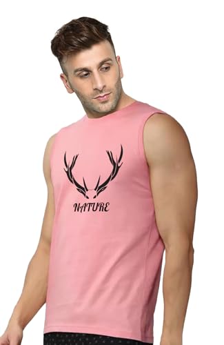 Image of Men's Sleeveless T-Shirt - 100% Pure Cotton, Nature Print - Comfortable Breathable Gym Tank Top