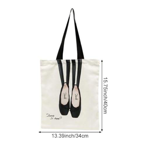 Canvas Handbag Ballet Shoulder Bag Large Capacity Zipper Bag Casual Tote Bag for Ballet Dancer Ballet Lover4