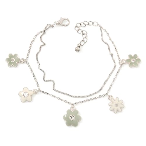 Bracelet délicat double chaîne fleuri pour sublimer vos tenues d'été légères