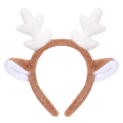 Diadema con cuernos de reno, adorno de cabeza con cuernos de reno, cinta de pelo con cuernos de reno, orejeras de reno, diadema de cabeza con cuernos de ciervo, cinta de pelo de ciervo, diademas de