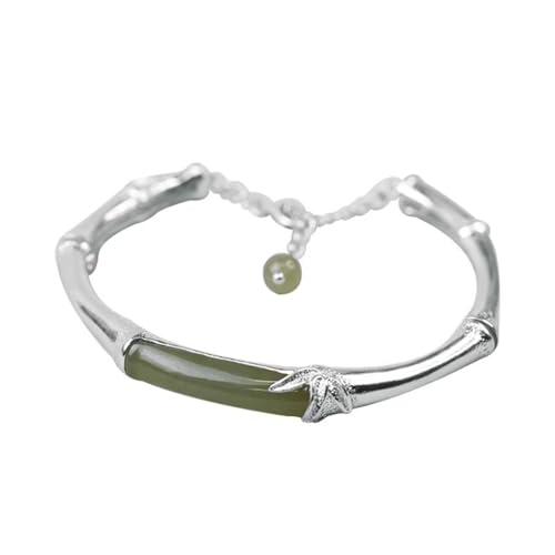 Bracelet Feng Shui en jade Hetian vert véritable et argent S925 pour femme