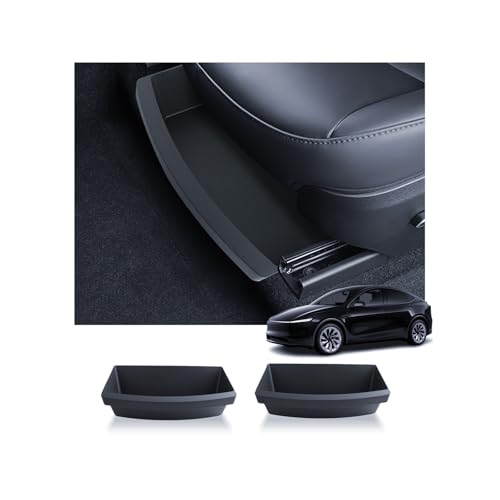 LANTU 2 Pcs Sitz Organizer Box für Tesla Model Y 2025 Aufbewahrungsbox unter dem Sitz vorderen Sitzen verstecktes Fach Tesla Y 2025 Juniper Model Y Zubehör(TPE)