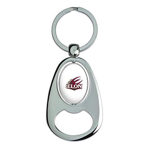 GRAPHICS & MORE Elon University Secondary Logo Keychain Chrome Metal