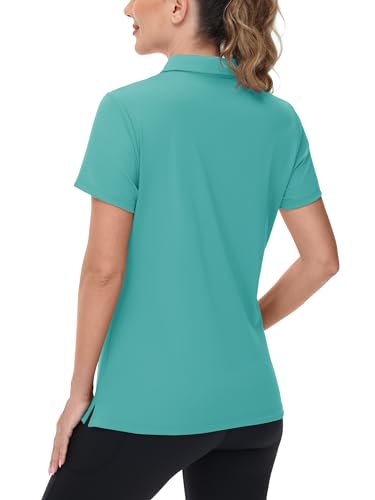 Image of TACVASEN Women's V-Neck Polo Shirts UPF 50+ Short Sleeve Sun Protection Quick Dry Golf Polos Collared Shirt