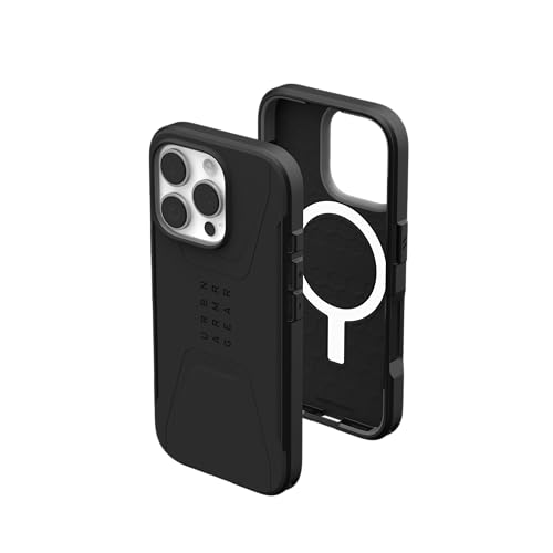 Urban Armor Gear UAG Civilian Cover protettiva progettata per iPhone 16 Pro da 6,3 pollici, compatibile con MagSafe, robusta, sottile, elegante, antiurto, antiscivolo, ultra resistente, nero