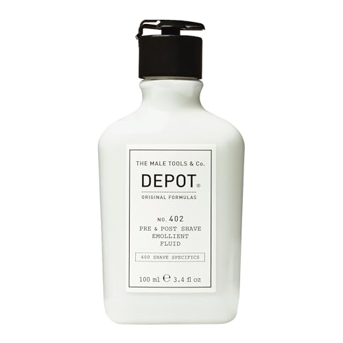 DEPOT No. 402 Pre & Post Shave Emollient |Shaving Lotion for Men Soothes, Softens & Protects | With Olive Oil, Almond Oil, Eucalyptus & Mint | For All Skin & Beard Types | 3.3 fl.oz.