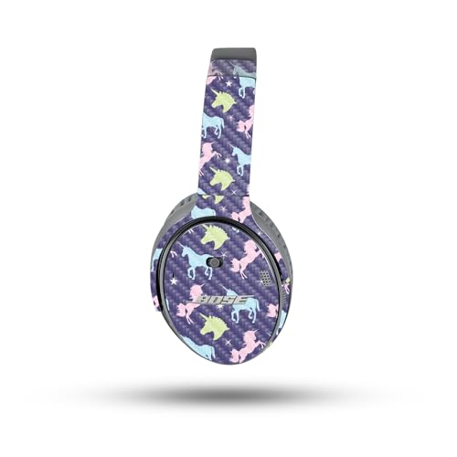 Image of MightySkins Carbon Fiber Skin Compatible with Bose QuietComfort 35 II Headphones - Unicorn Dream | Protective, Durable Textured Carbon Fiber Finish | Easy to Apply