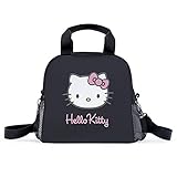 Black Cat Printing Lunch Bag Full-Format Insulation Lunch Box Multifunctional Zipper Package for Work Office School