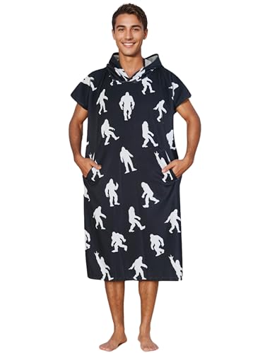 Bigfoot Gifts, Bigfoot surf Poncho, Surf Poncho with Bigfoot Pattern, Soft Cover-Up Changing Towel with Pocket - Bigfoot