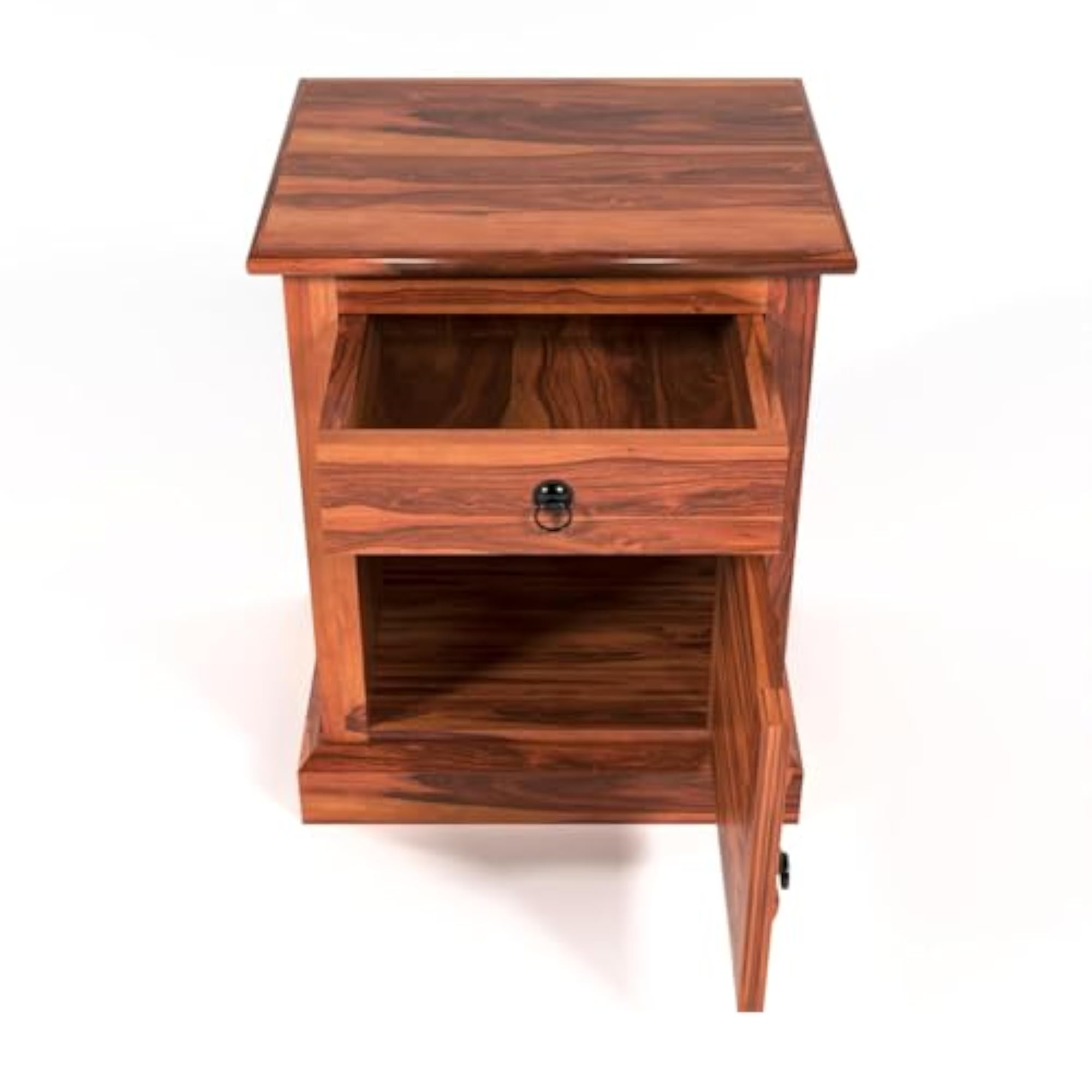Sheesham Wood Niwar Bedside Table with Drawer & Door