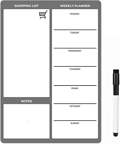 TMS A3 Magnetic Weekly Planner Whiteboard for Fridge | Dry Wipe Meal Planner, Calendar or Memo Board | Plan Family or Business Tasks | Dry Erase To Do List Magnet | with 1 Dry Erase Pen [42 x 30cm]