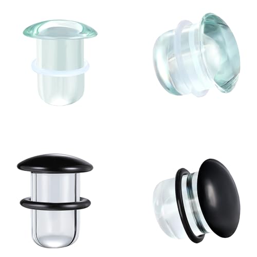 AccGin Glass Ear Stretching Kit Single Flare Plugs & Rubber Rings Unique 1mm Increments 3mm-25mm Gradual Sizing Smooth Glass Gauges for Daily Wear Earring Expander Stretcher Piercing Body Jewelry 4Pcs