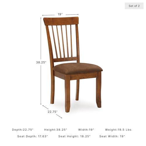 Signature Design by Ashley Berringer Dining Chairs Set of 2, Classic Wood Spindle-Back Design, Cushioned Microfiber Seat, Rustic Finish for Kitchen & Dining Room Chair, Walnut - Image 3