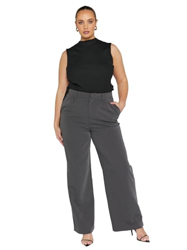 Image of Elendra Cotton Blend Wide Leg Pants for Women | HIGH Waist Formal Baggy Pants