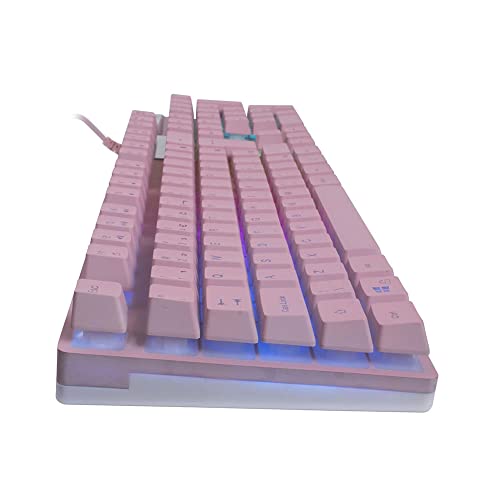 OEX GAME Teclado Gamer Prismatic TC205 - ABNT2 - Sensação mecanica - Led Rainbow - Rosa, 48.7357