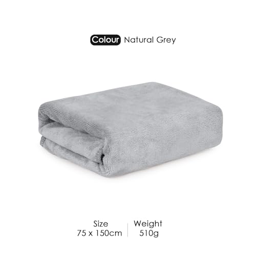 Image of HOUSSE Premium Microfiber Bath Towel - Extra Large 75x150cm Quick Dry Towels for Women Men & Kids | Super Soft Plush 550 GSM | Ultra Absorbent for Home Swimming Sports & Travel (Natural Grey)